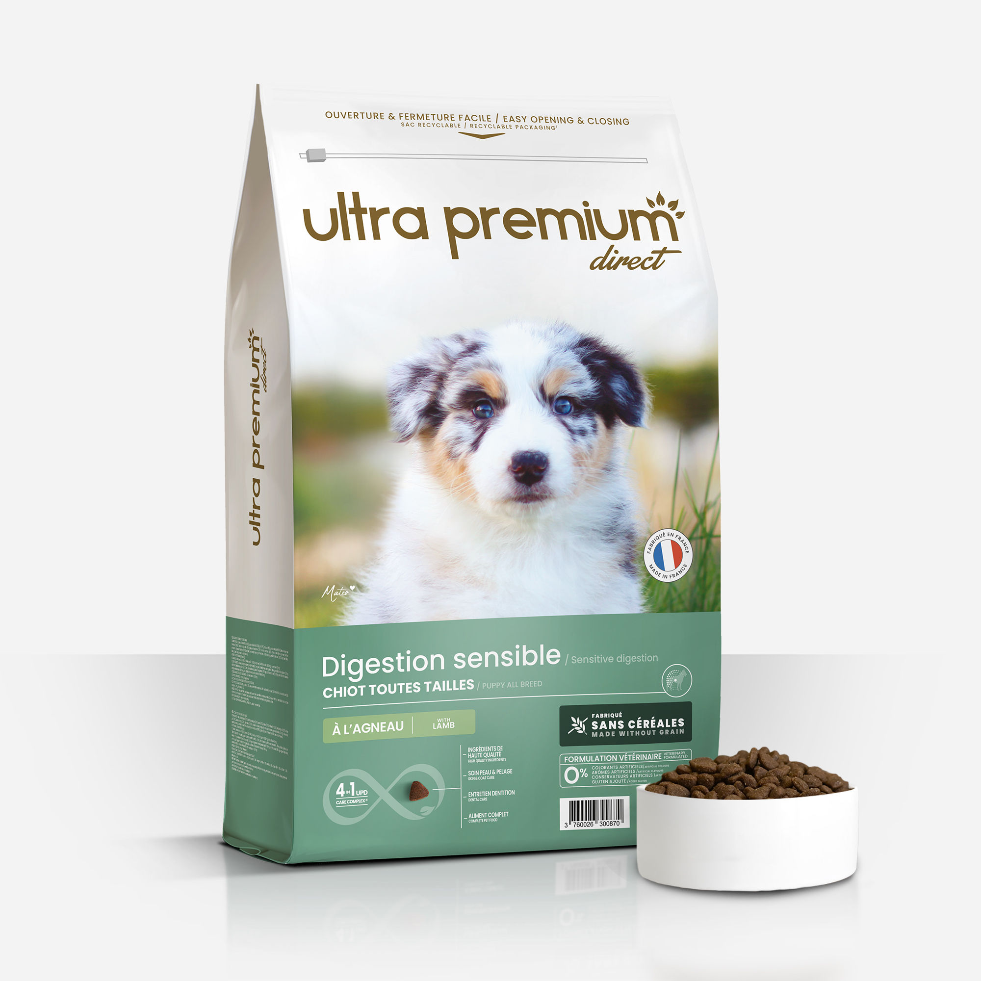 Ultra Premium Direct Croquettes Sans Céréales pour Chiot Digestion Sensible