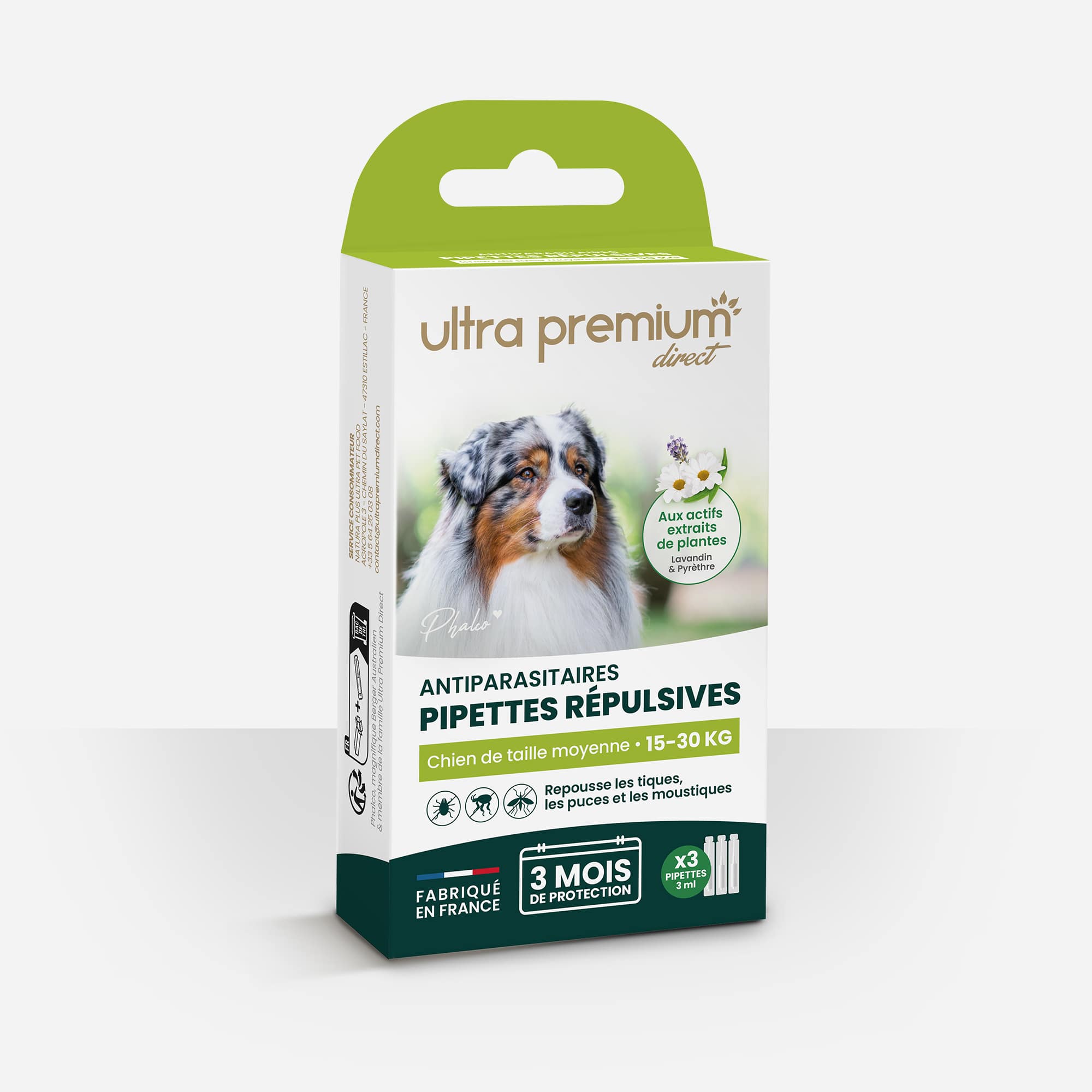 Ultra Premium Direct Pipettes répulsives Antiparasitaires Chien de taille moyenne